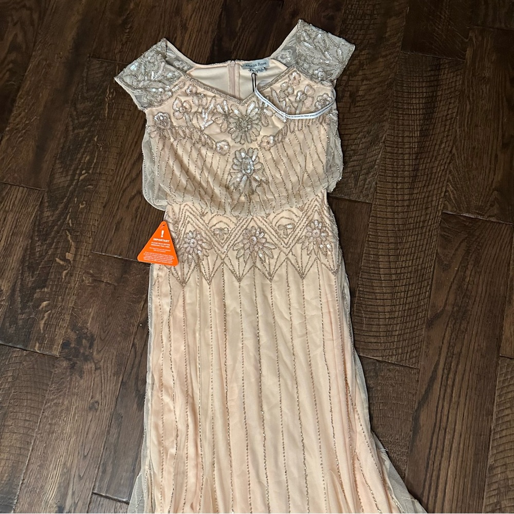 Amelia Rose beaded baroque off the shoulder peach pink gown NWT - Picture 11 of 12